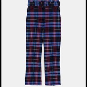 Zara Plaid Belted Trousers